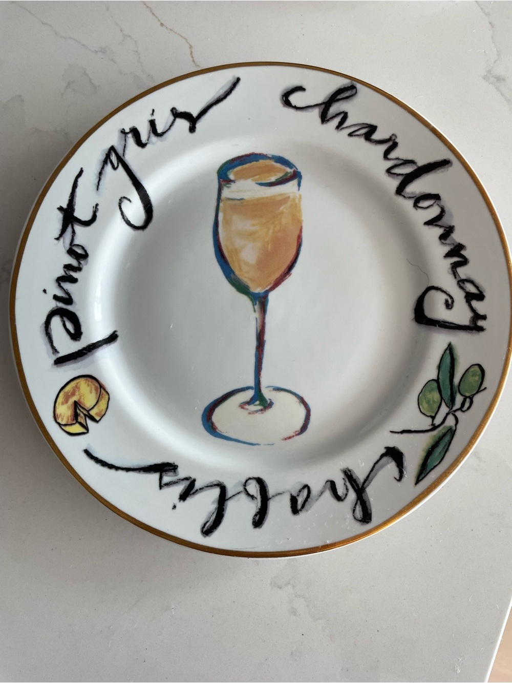 Rosanna Pinot Grigio Chardonnay Wine Plate 8”